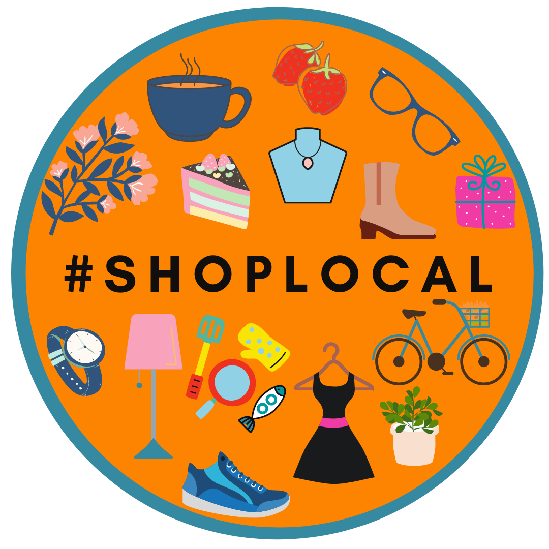 A circle logo to promote the Shop Local campaign